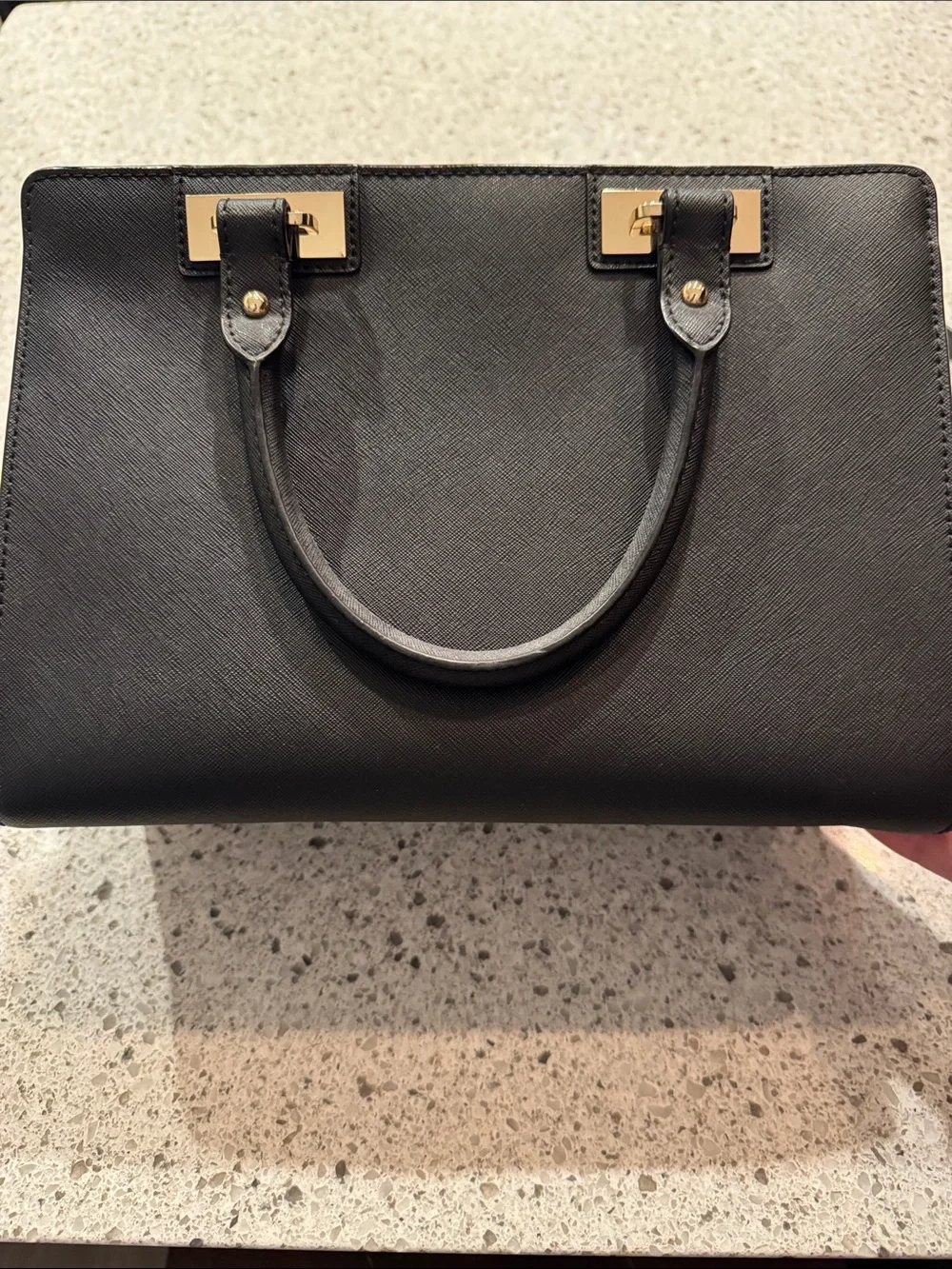 Michael Kors Black Saffiano Satchel with Gold Hardware